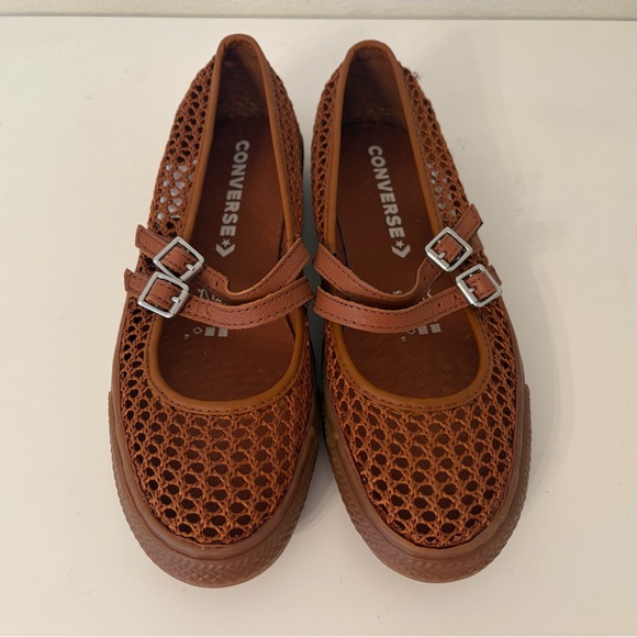 Converse Brown Mesh Double-Buckle Mary Jane Shoes - Picture 2 of 3